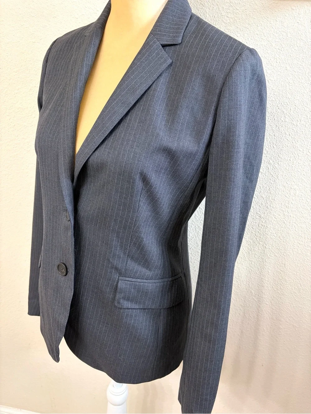 J. Crew Super 120s Audrey Two-Button Blazer in Gray Pinstripe Wool 4